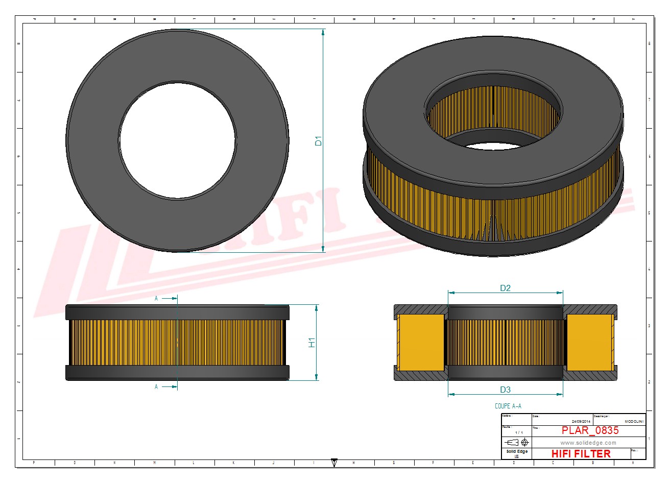 Schema tecnico Filtro aria