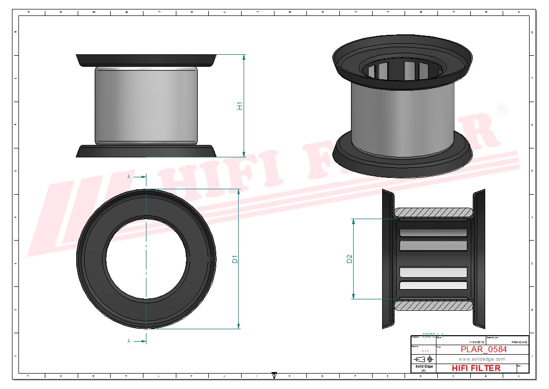 Schema tecnico Filtro aria