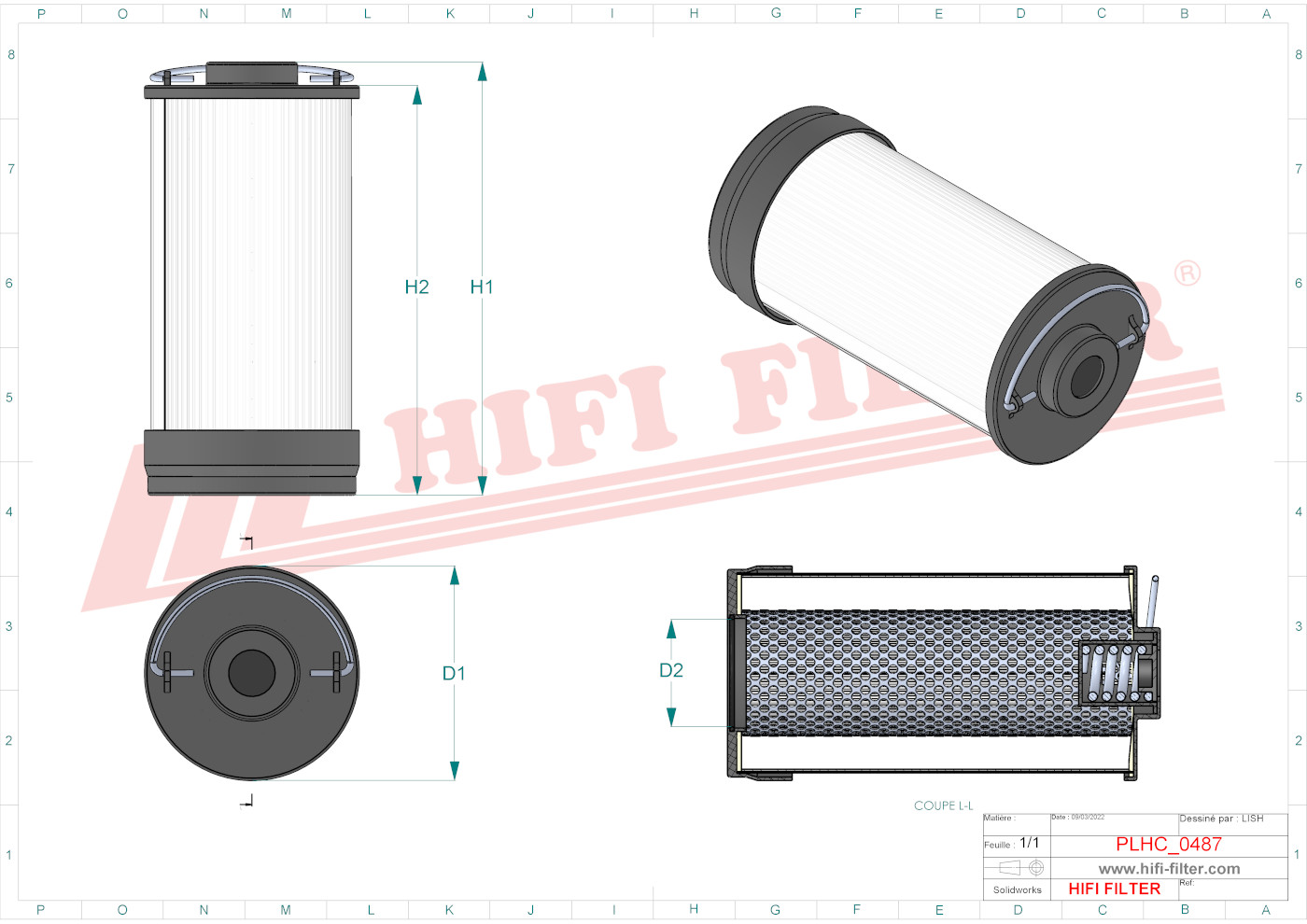 Schema tecnico Filtro idraulico 0013003060 per trattori e macchine agricole