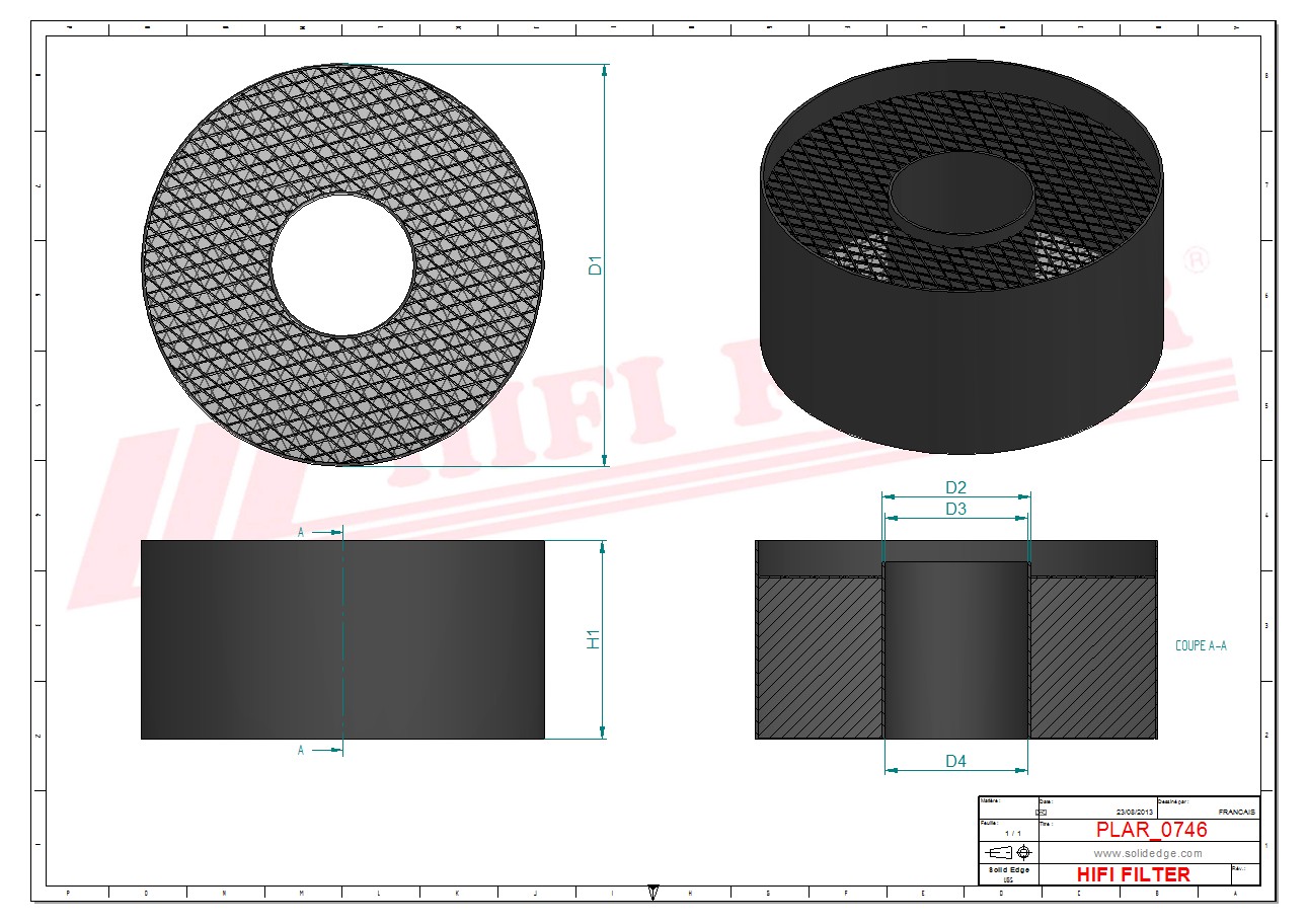 Schema tecnico Filtro aria