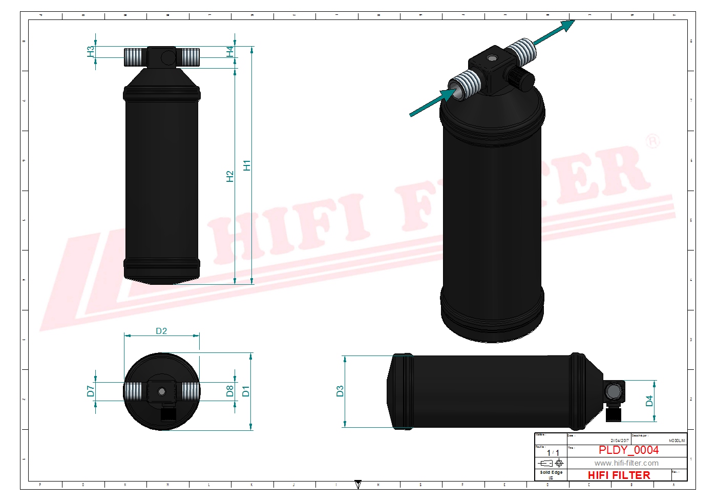 Schema tecnico Filtro Desidratatore Per Climatizzatori 65215014 per trattori e macchine agricole
