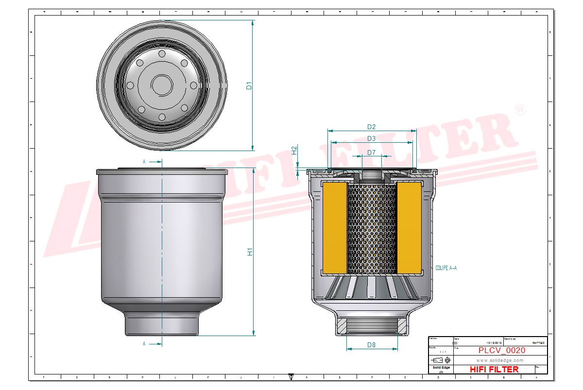 Schema tecnico Filtro carburante