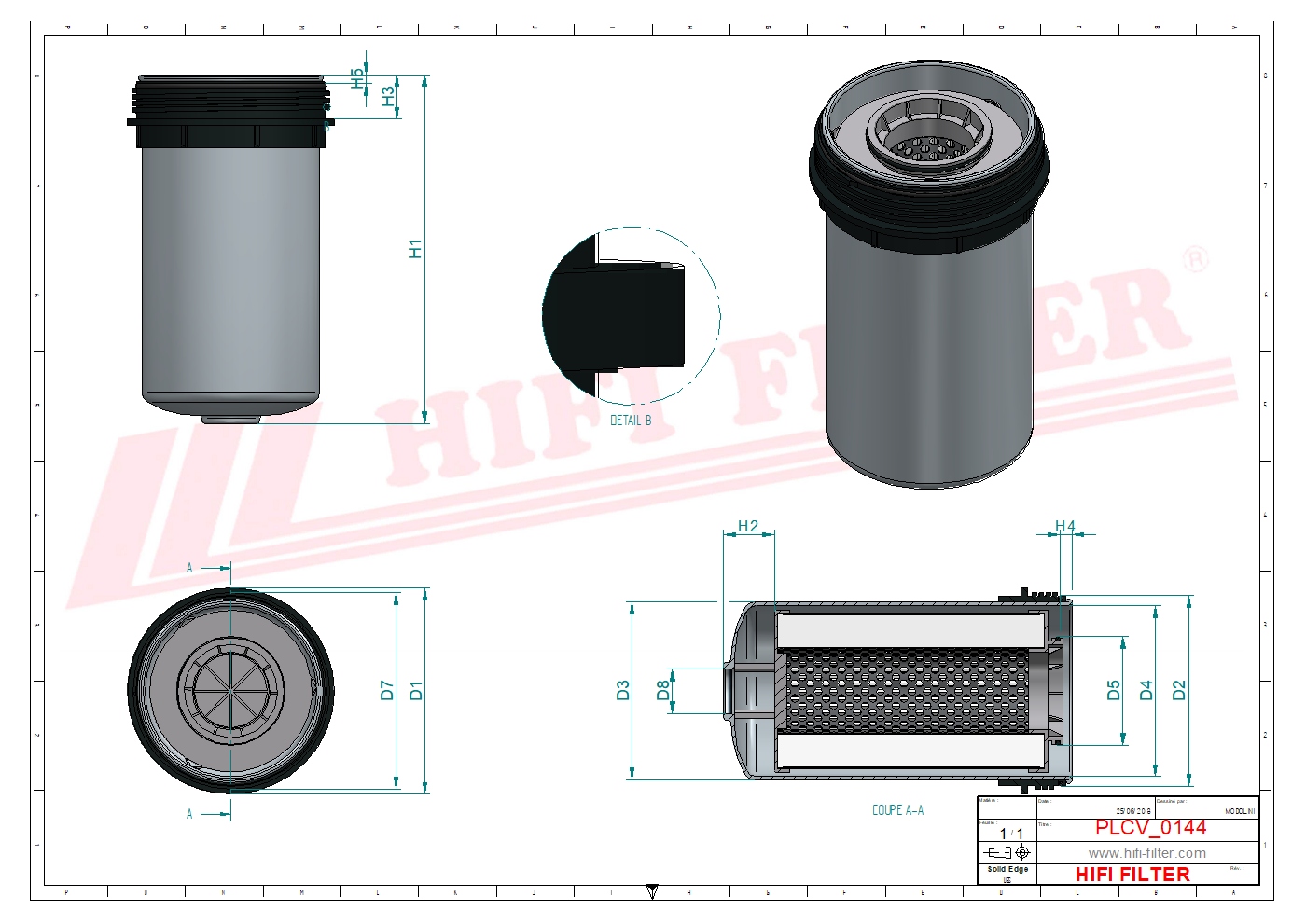Schema tecnico Filtro carburante P58-2118 per trattori e macchine agricole