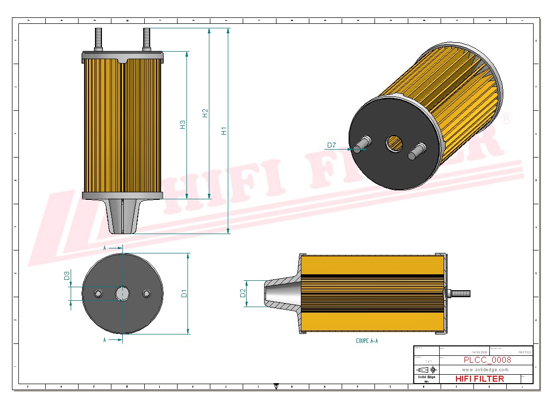 Schema tecnico Filtro carburante
