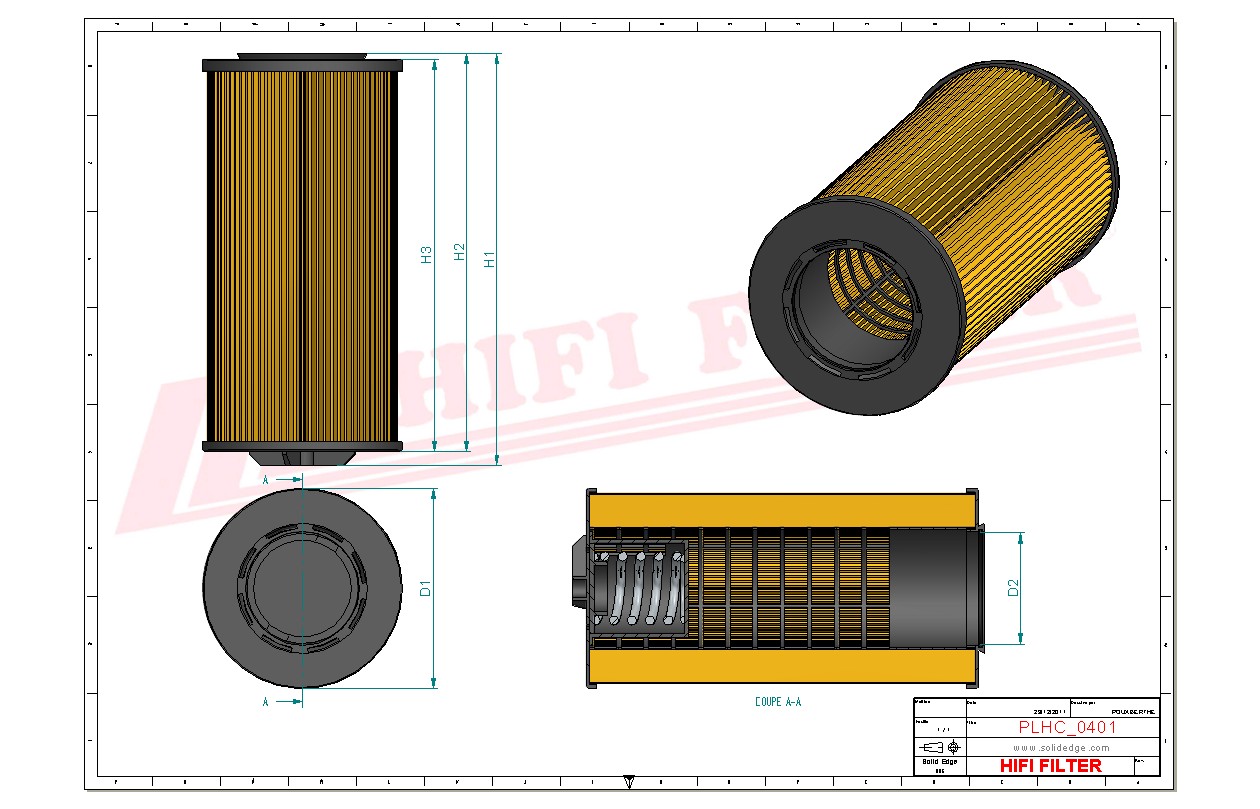 Schema tecnico Filtro olio