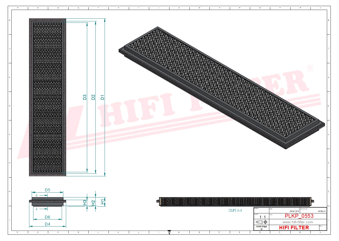 Schema tecnico Filtro abitacolo