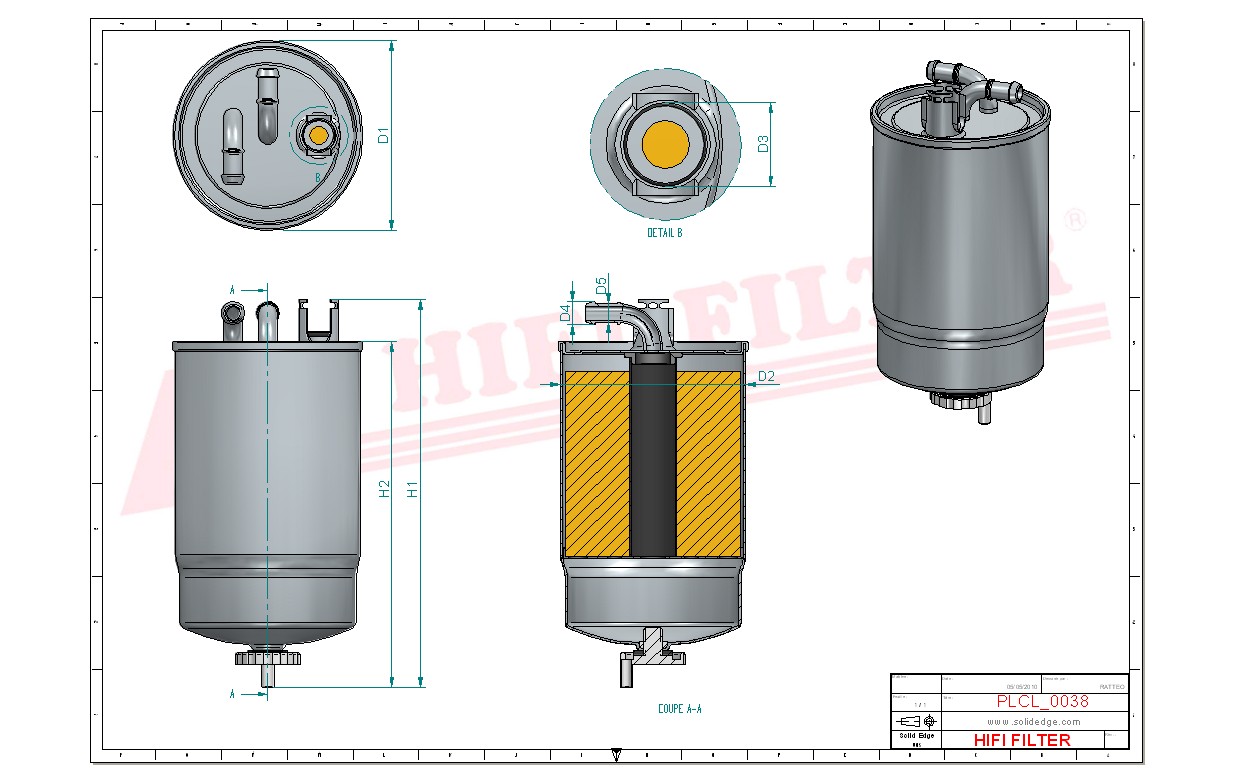 Schema tecnico Filtro carburante