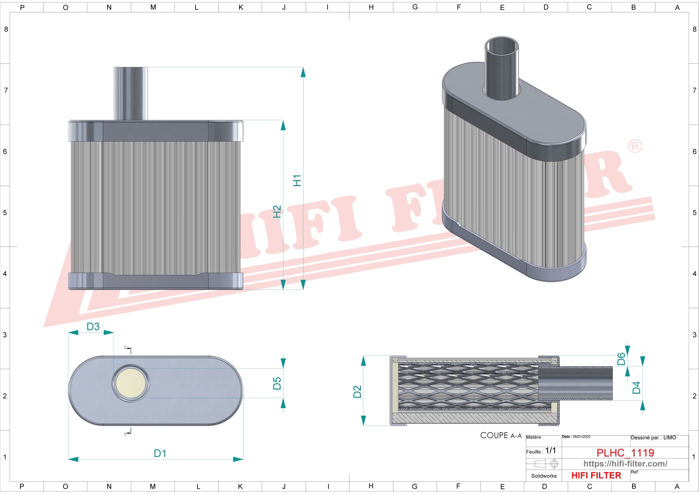 Schema tecnico Filtro olio