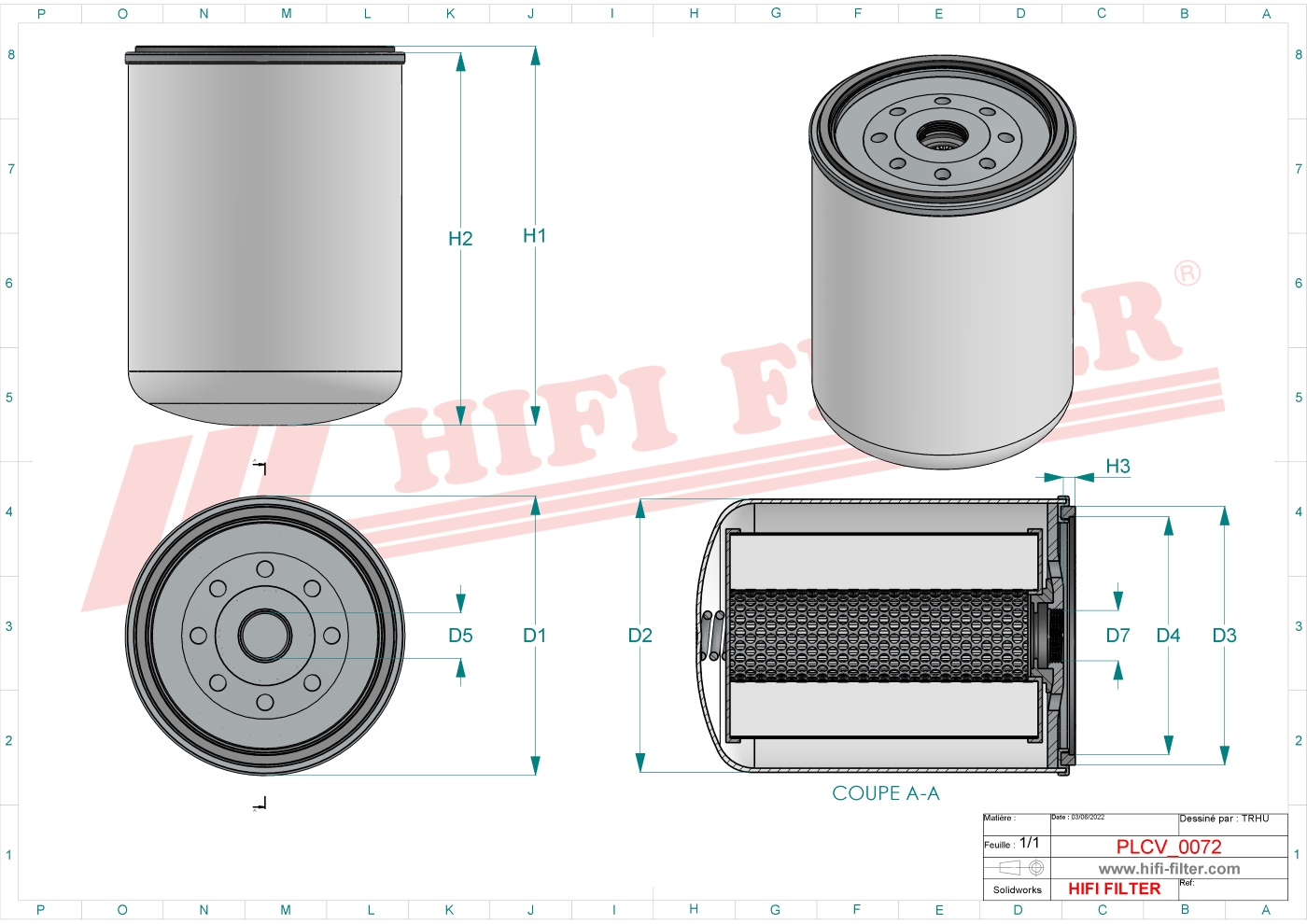 Schema tecnico Filtro carburante CS1528 M per trattori e macchine agricole