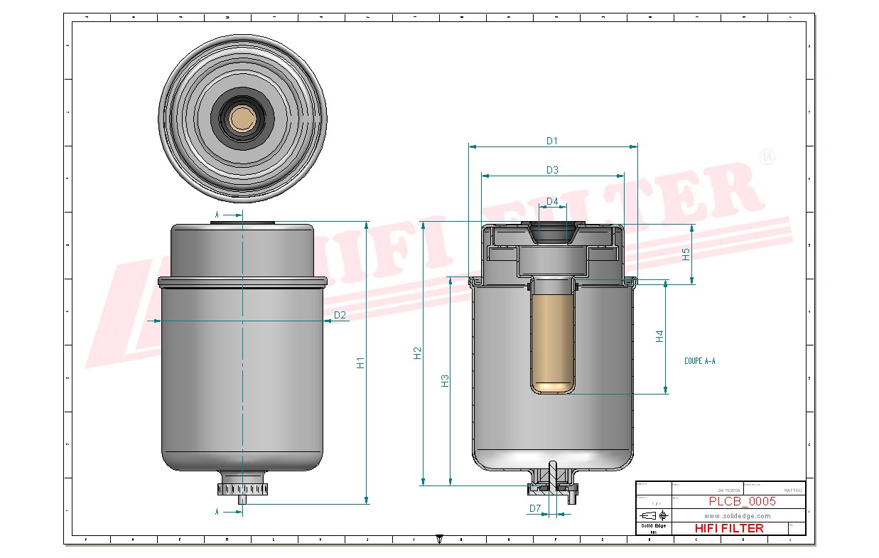 Schema tecnico Filtro carburante 194588 per trattori e macchine agricole