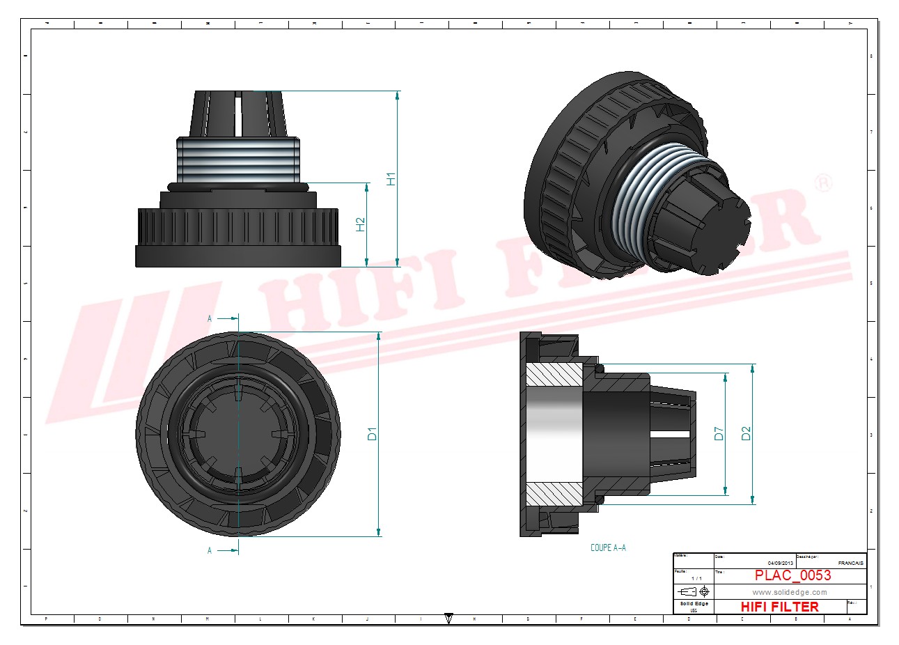Schema tecnico Filtro aria