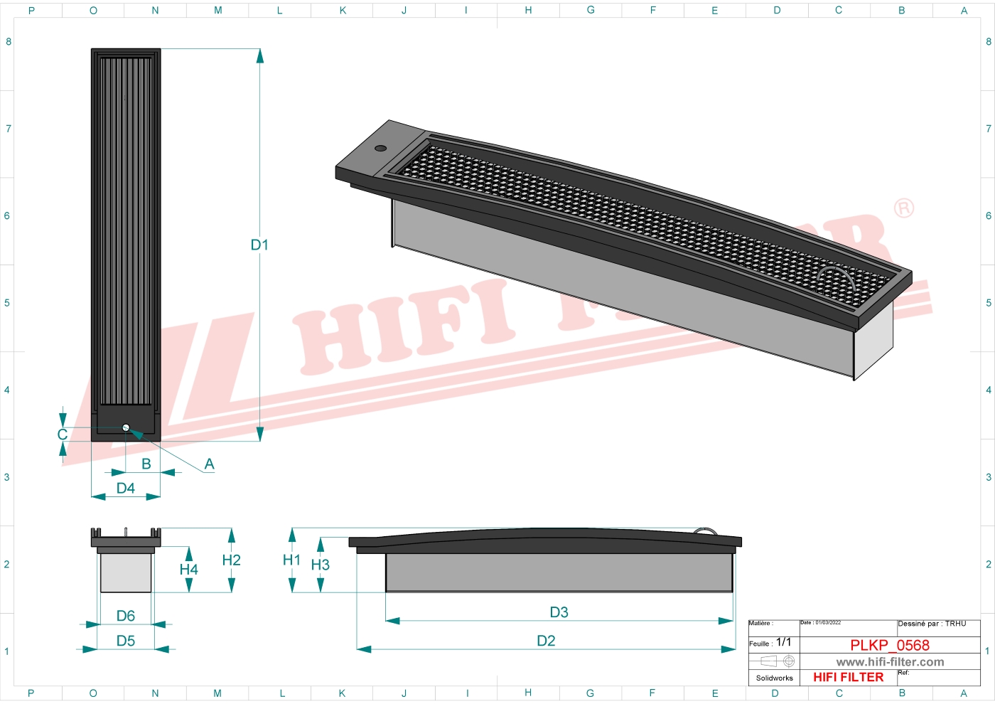 Schema tecnico Filtro abitacolo ai carboni attivi