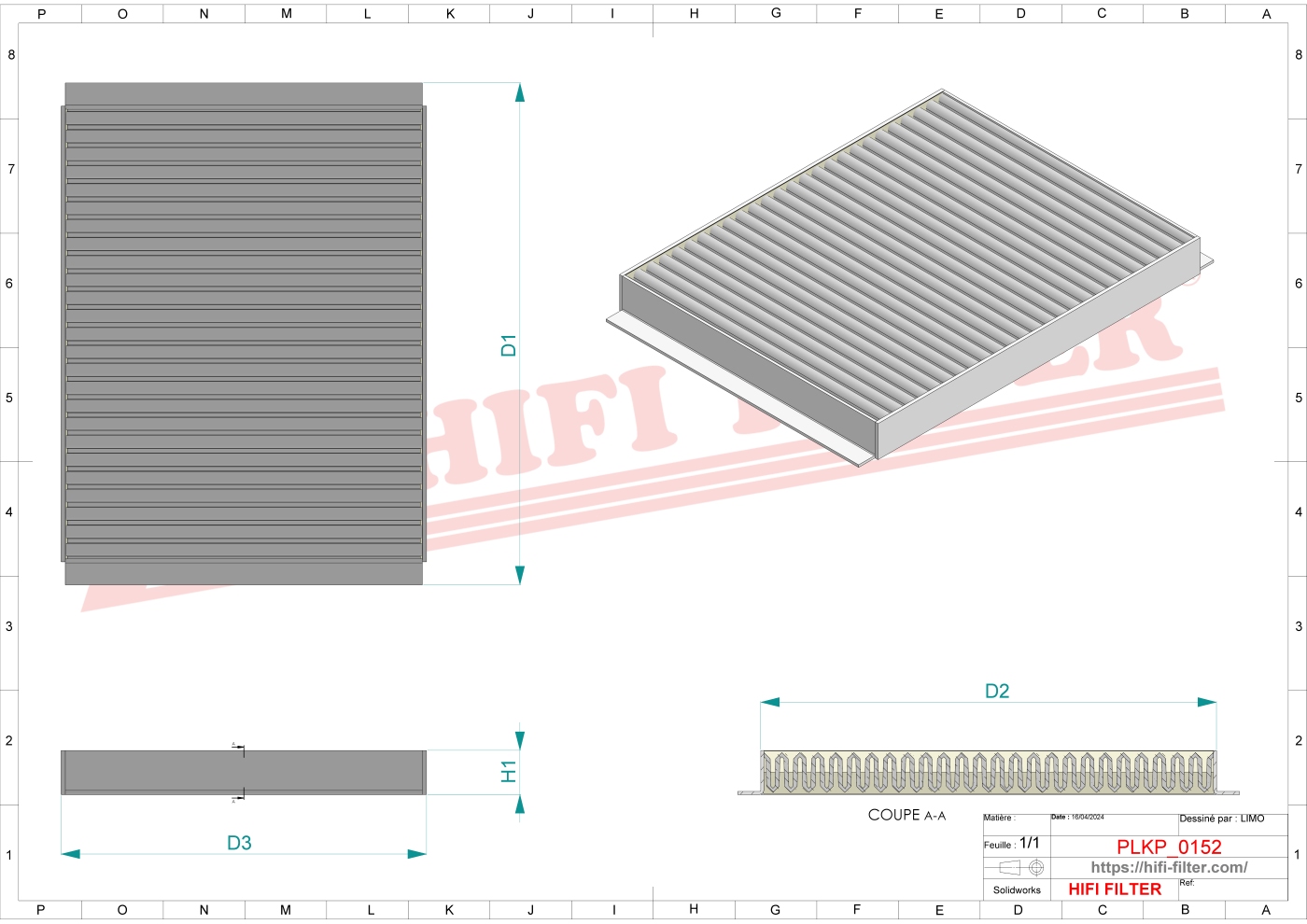 Schema tecnico Filtro abitacolo CU22031 per trattori e macchine agricole