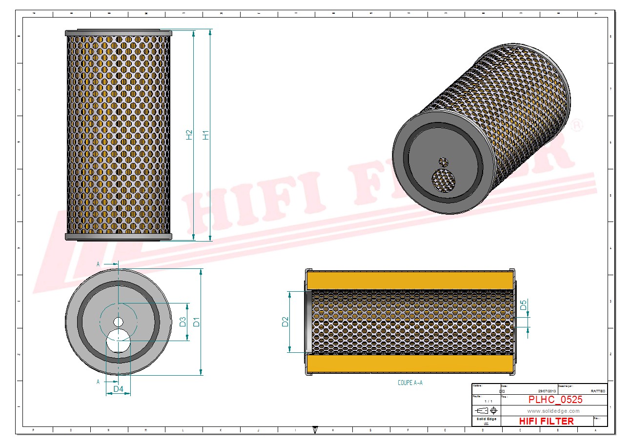 Schema tecnico Filtro idraulico MDH8144 per trattori e macchine agricole
