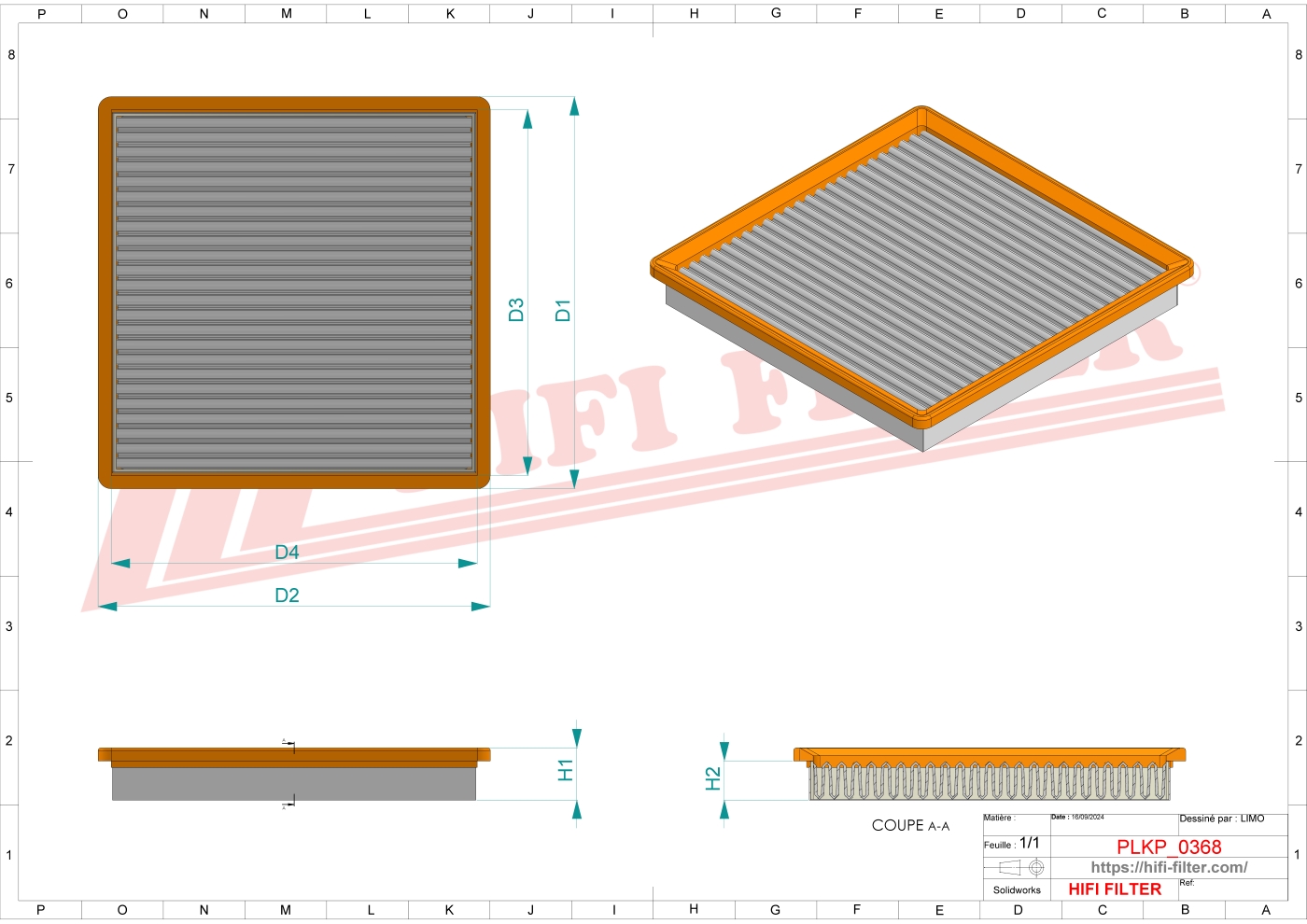 Schema tecnico Filtro abitacolo