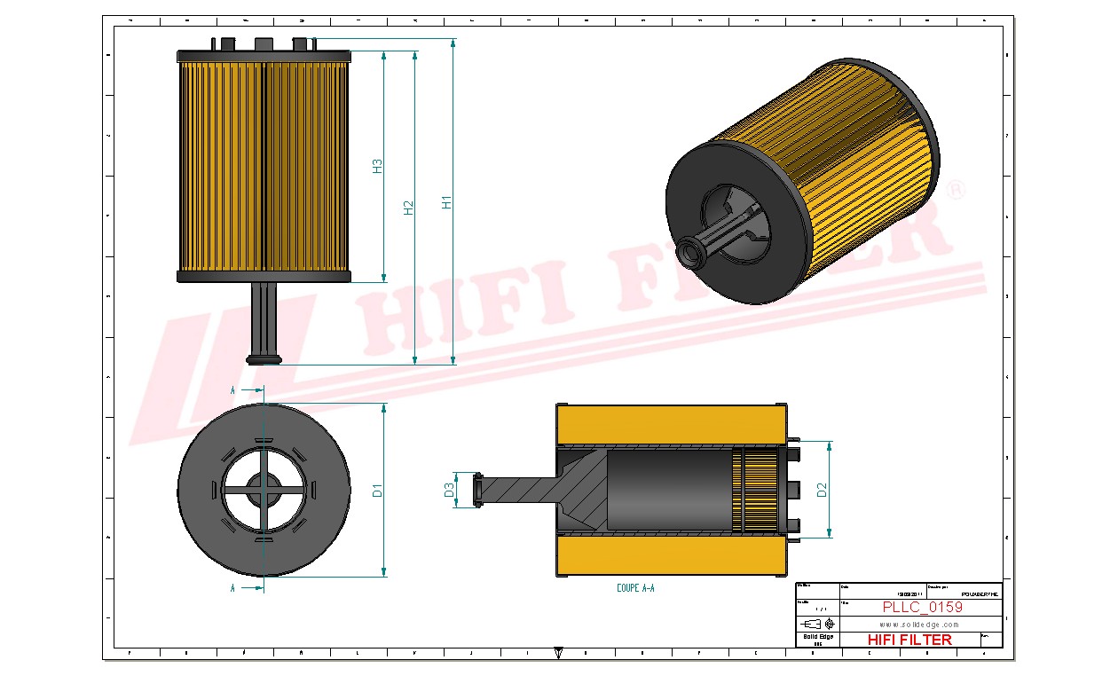 Schema tecnico Filtro olio 232101 per trattori e macchine agricole