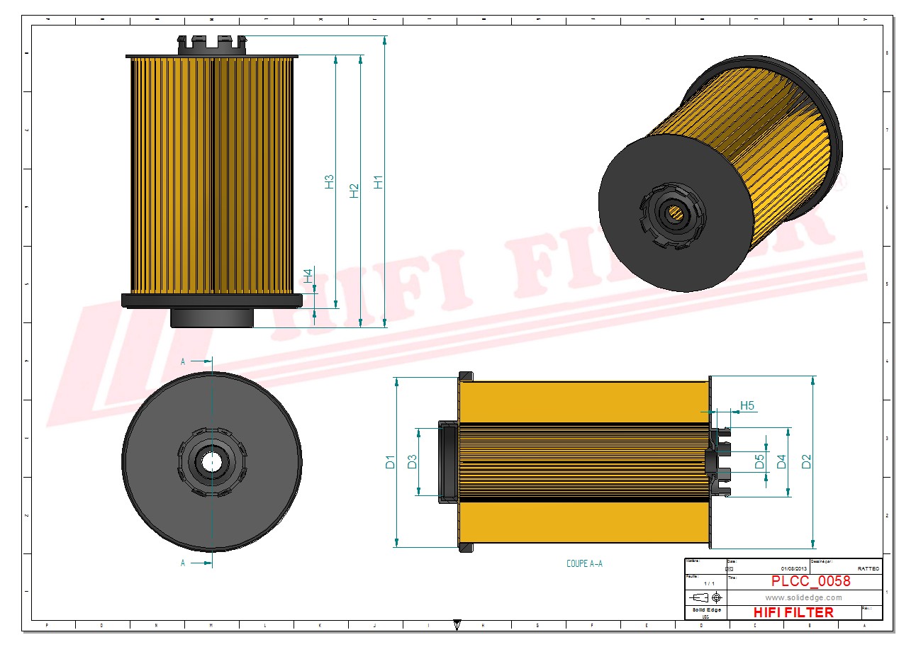 Schema tecnico Filtro carburante 1532480 per trattori e macchine agricole