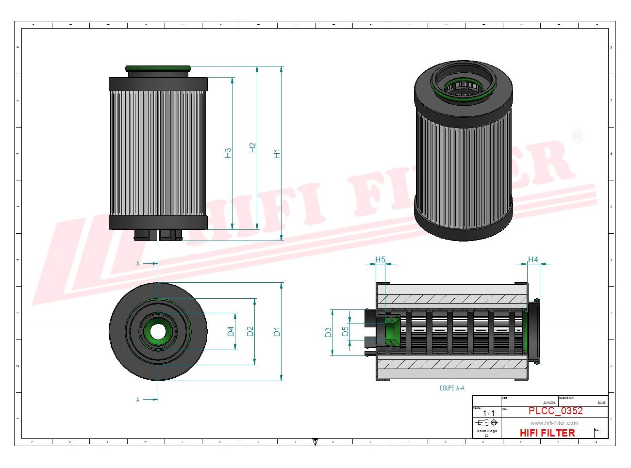 Schema tecnico Filtro carburante 30027979 per trattori e macchine agricole