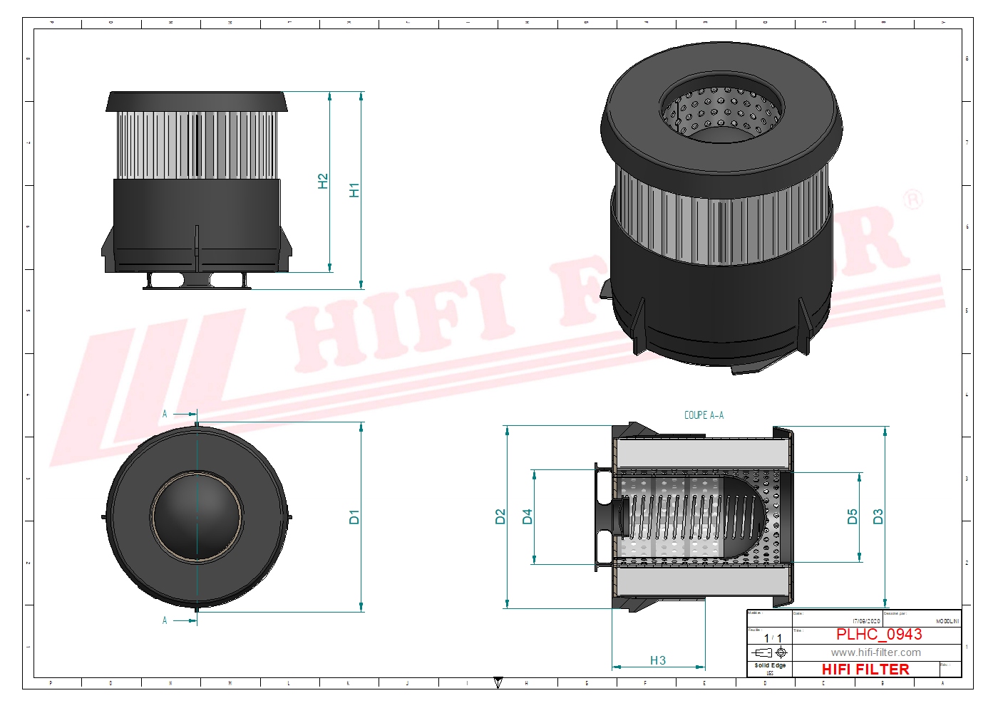 Schema tecnico Filtro olio
