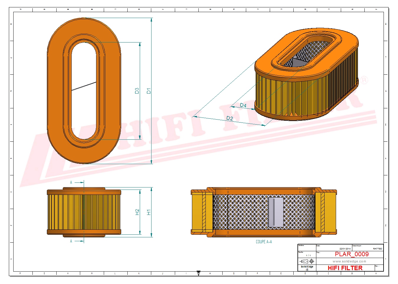 Schema tecnico Filtro aria