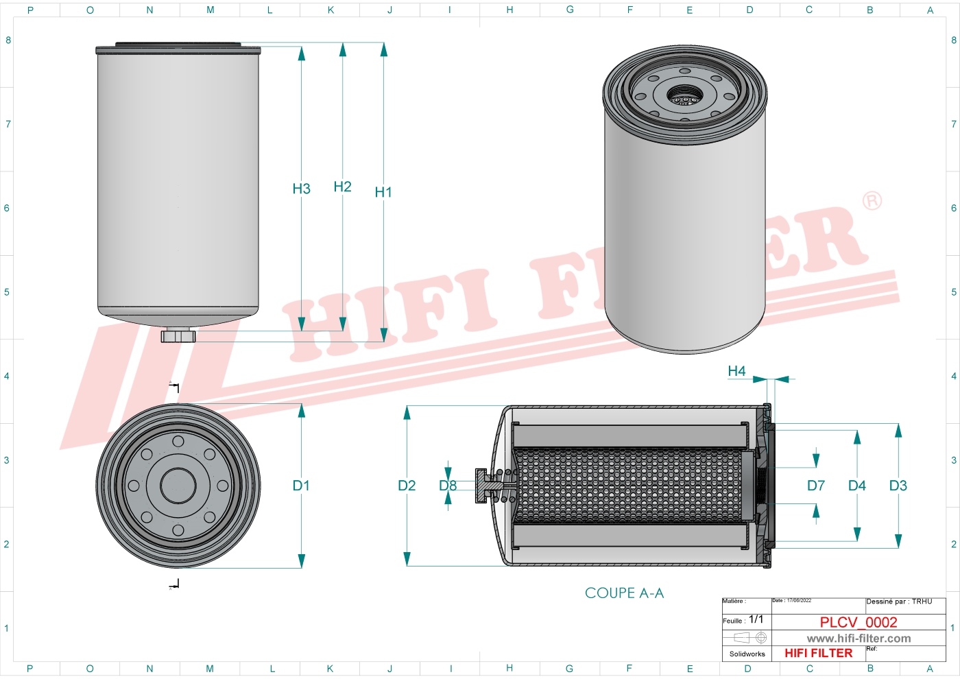Schema tecnico Filtro carburante WK718/7 per trattori e macchine agricole