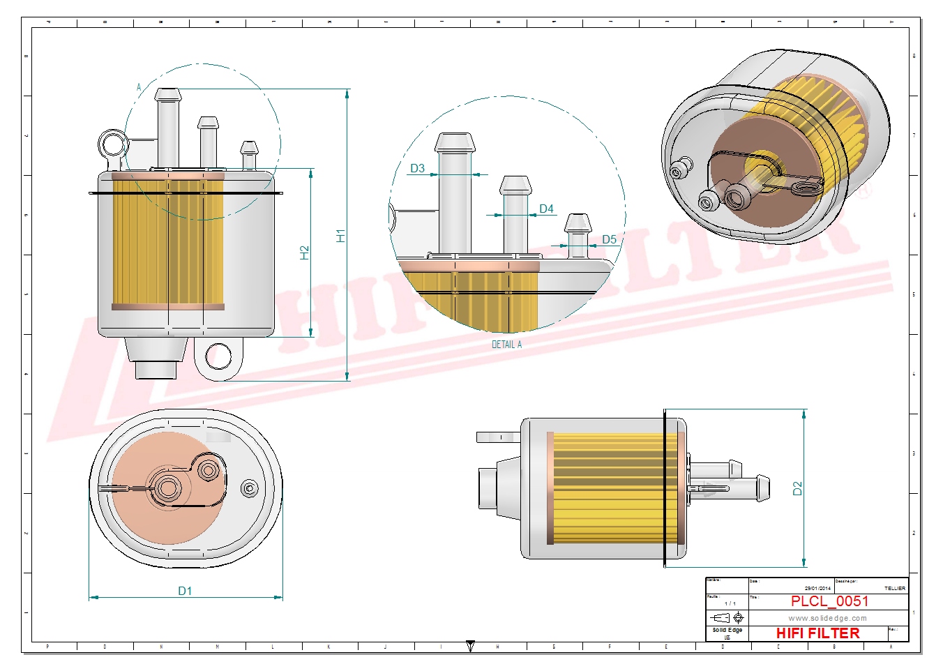 Schema tecnico Filtro carburante
