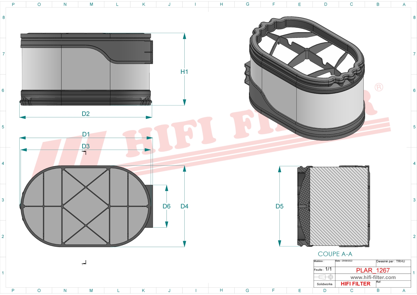 Schema tecnico Filtro aria