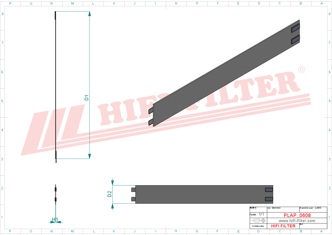 Schema tecnico Filtro aria 49182-54151 per trattori e macchine agricole