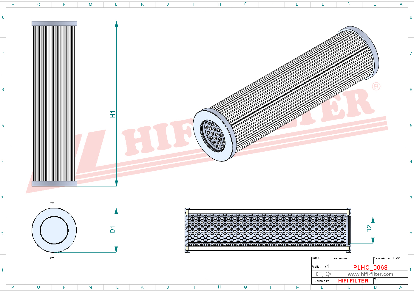 Schema tecnico Filtro idraulico SV30823 FD2 per trattori e macchine agricole