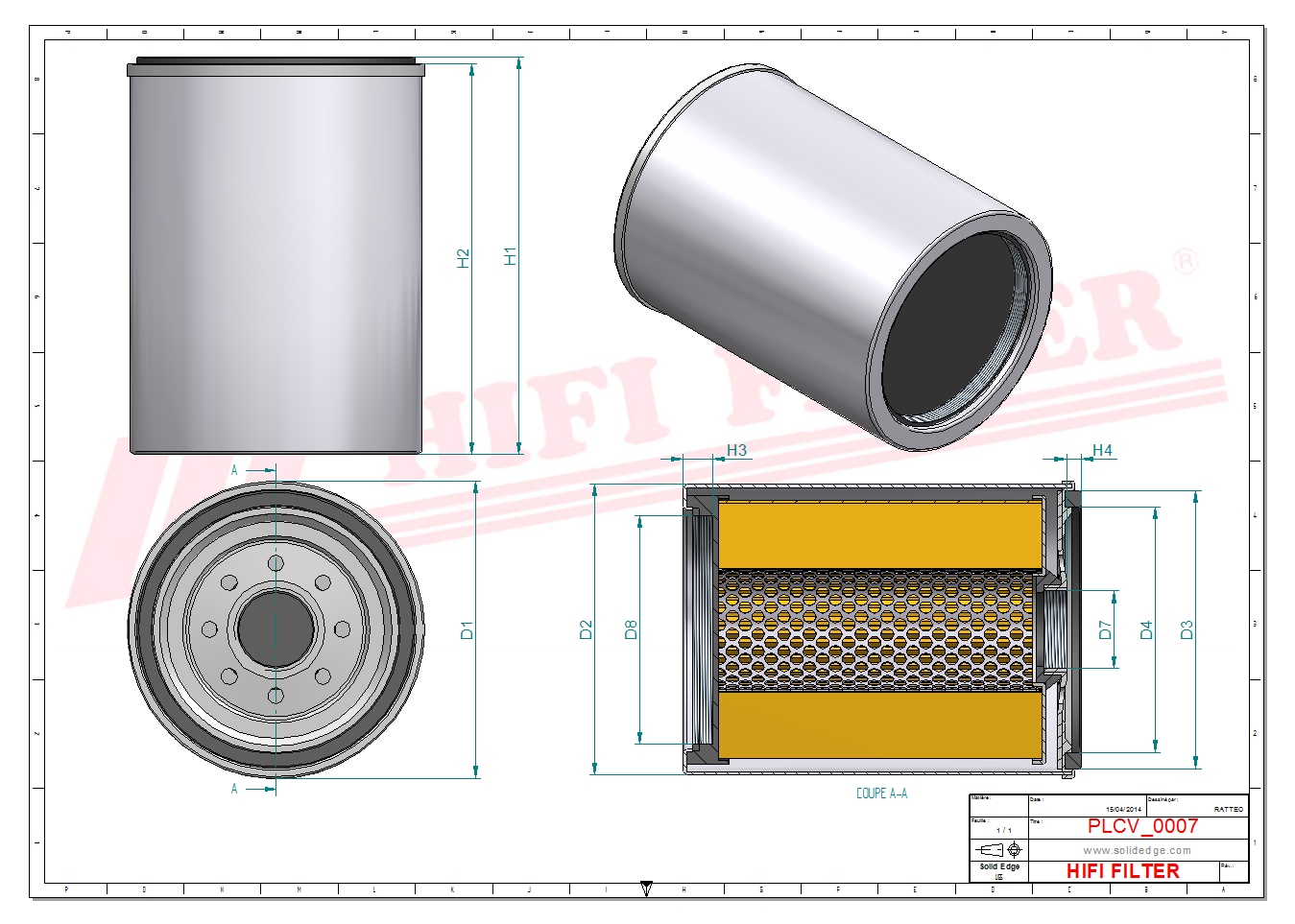 Schema tecnico Filtro carburante 0004770103 per trattori e macchine agricole