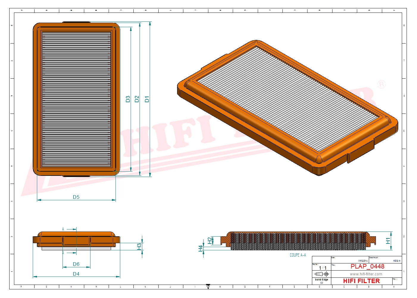 Schema tecnico Filtro aria