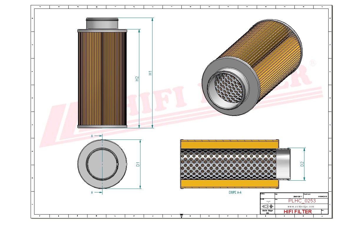 Schema tecnico Filtro olio