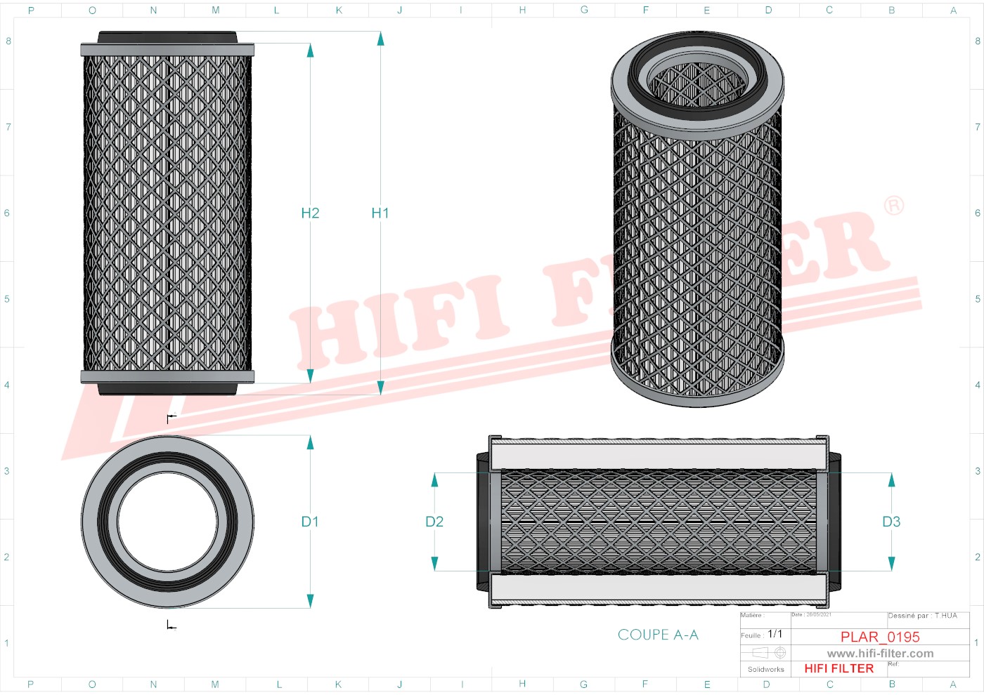 Schema tecnico Filtro aria