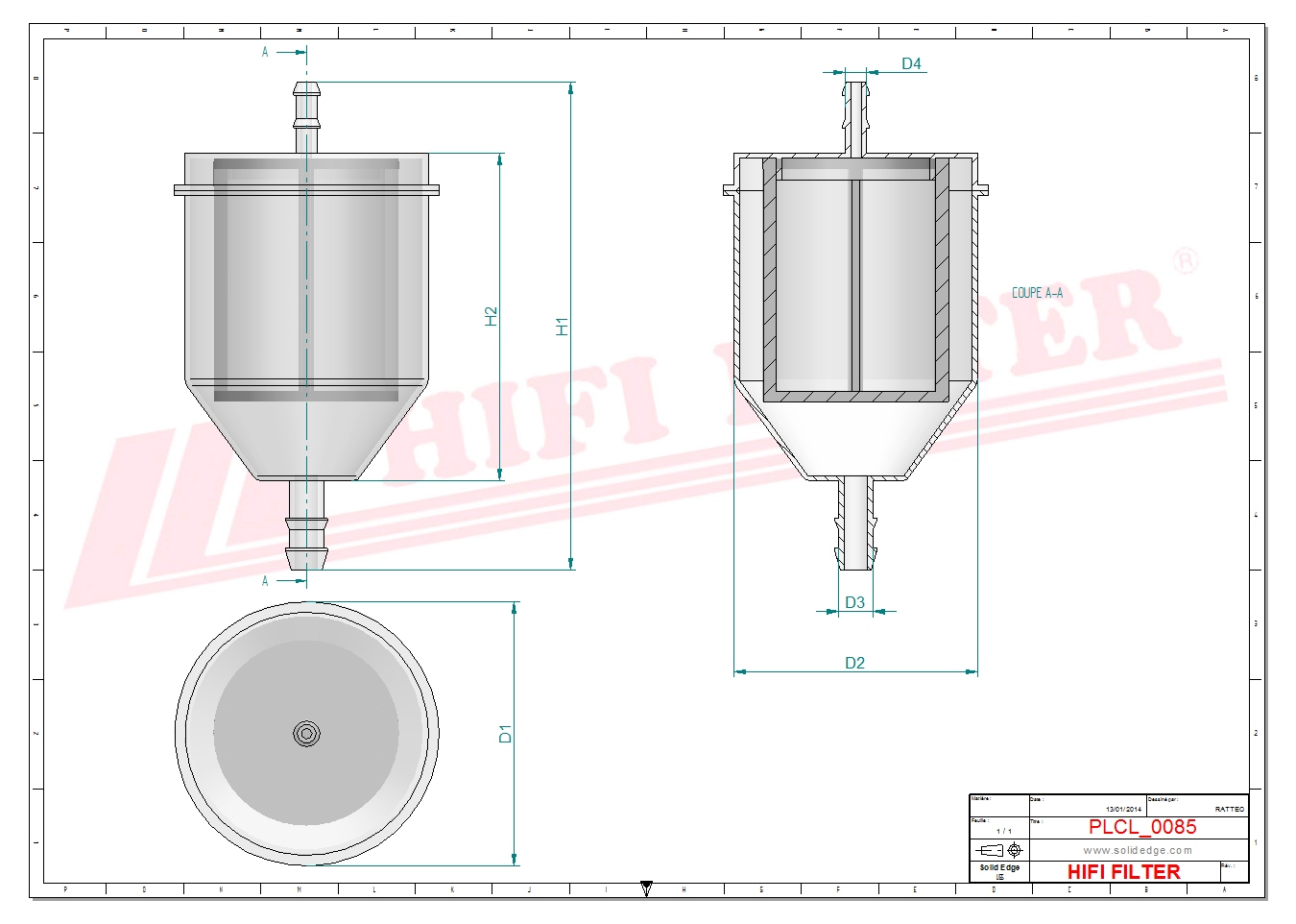 Schema tecnico Filtro Benzina 1200088890 per trattori e macchine agricole