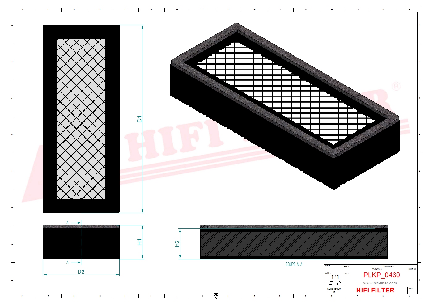 Schema tecnico Filtro abitacolo ai carboni attivi