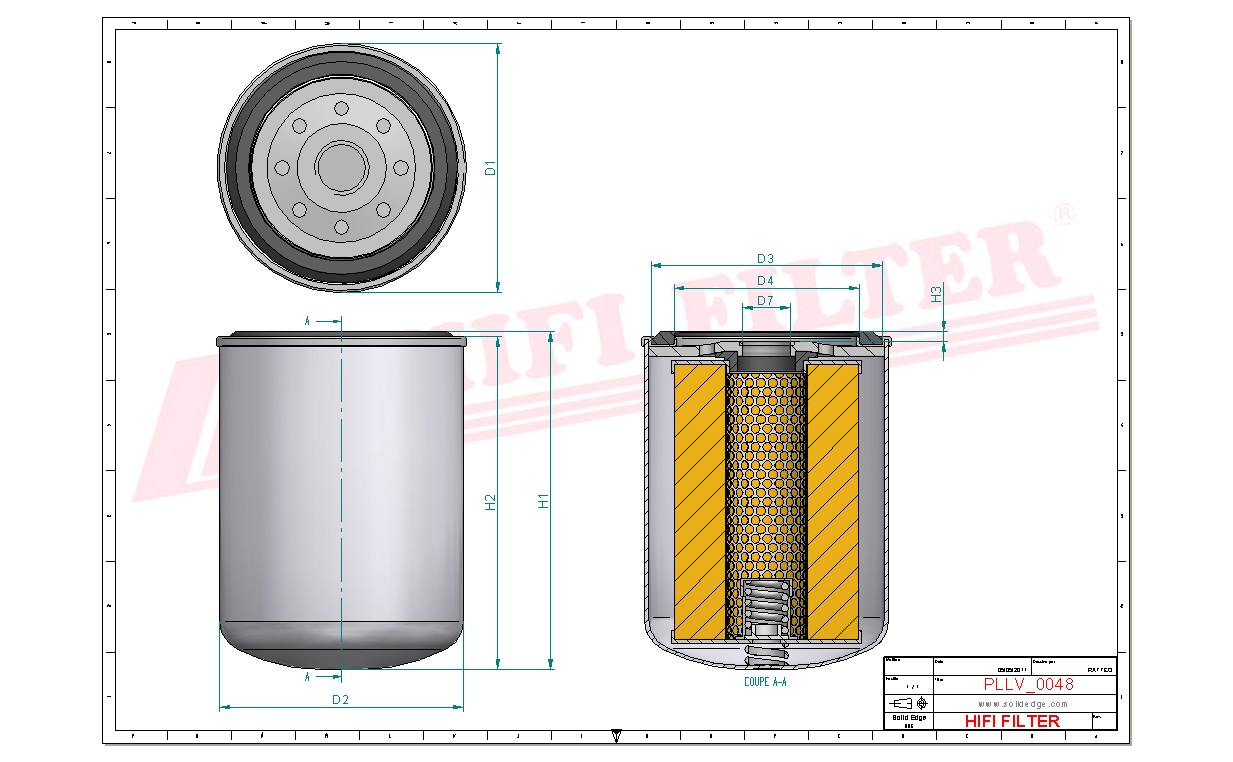Schema tecnico Filtro olio P55-0157 per trattori e macchine agricole