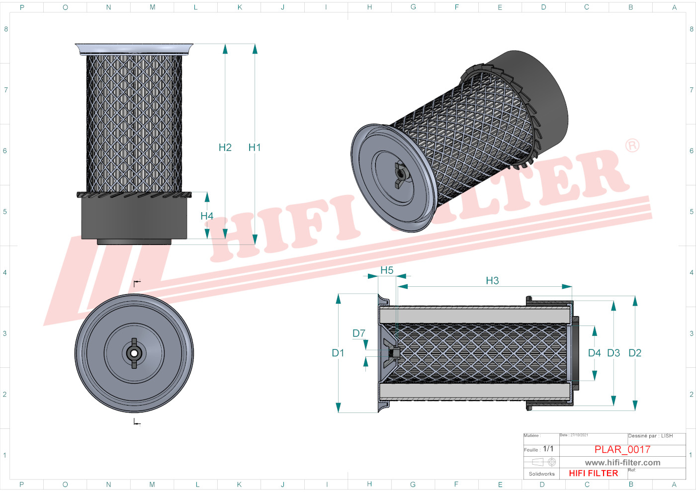 Schema tecnico Filtro aria 71470202 per trattori e macchine agricole