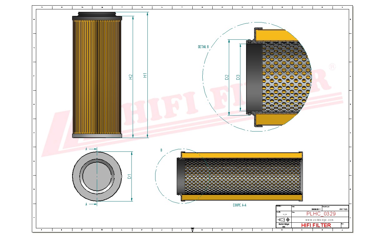 Schema tecnico Filtro olio