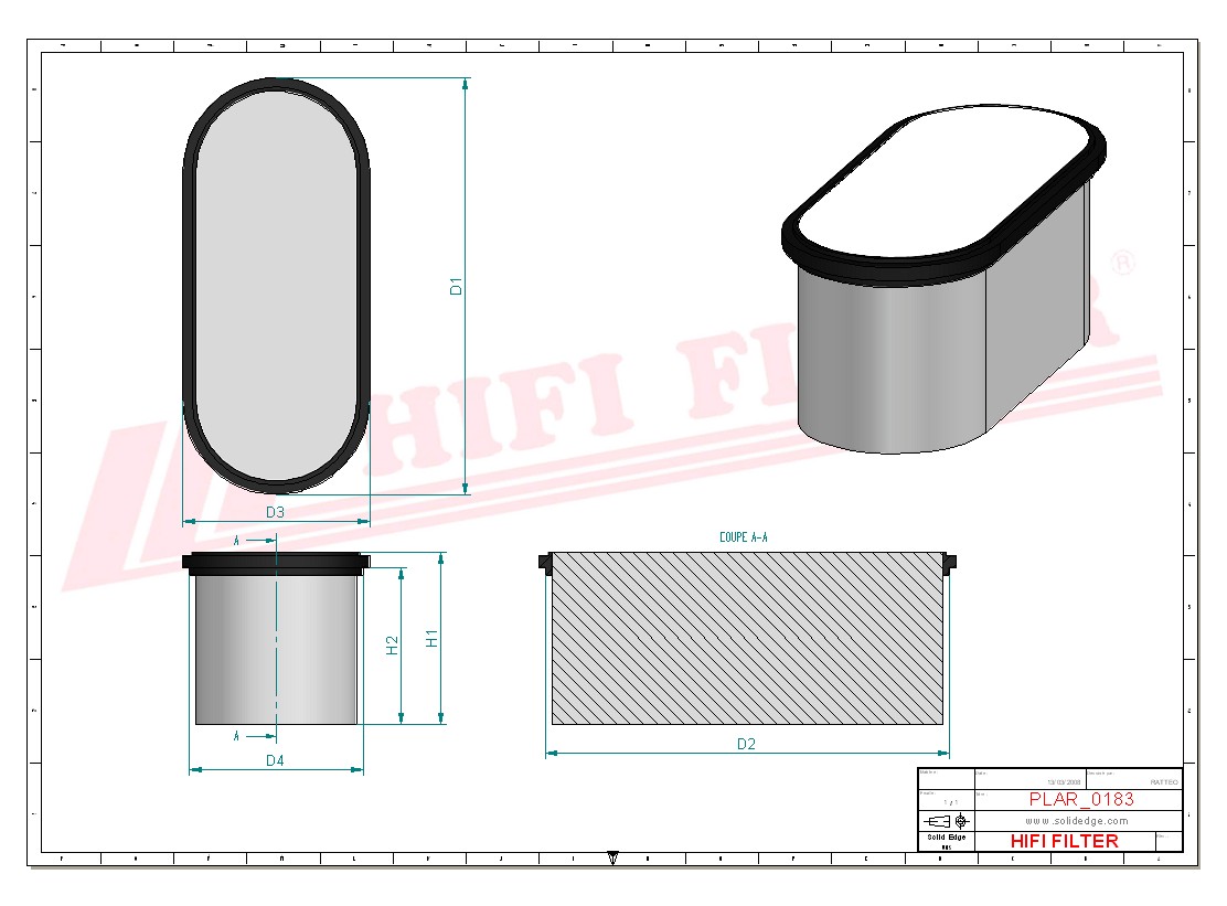 Schema tecnico Filtro aria