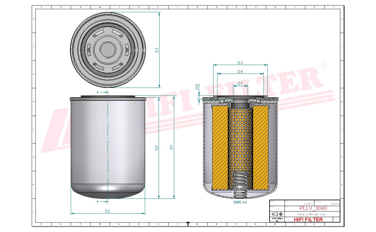 Schema tecnico Filtro olio FO025 per trattori e macchine agricole