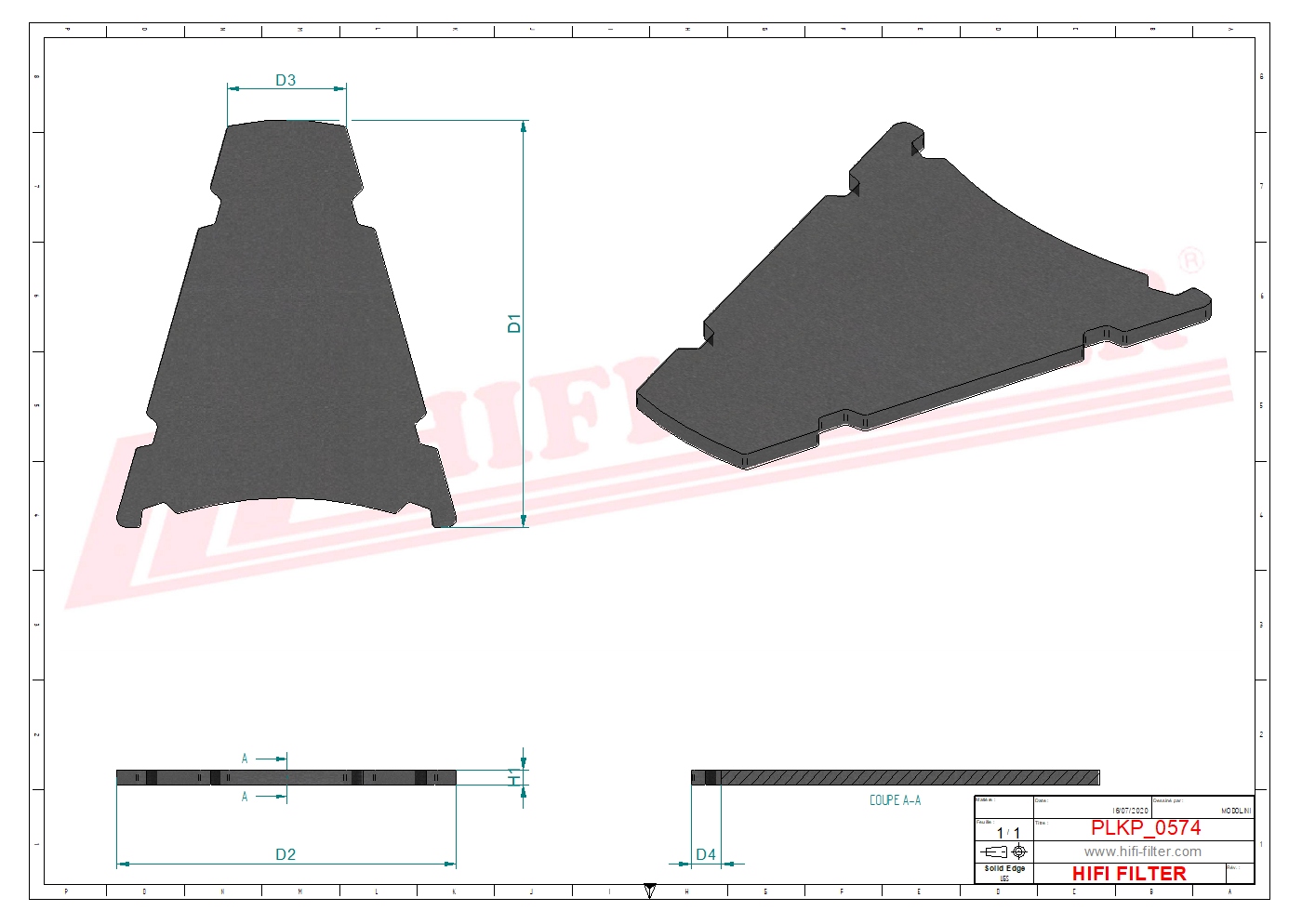 Schema tecnico Filtro abitacolo