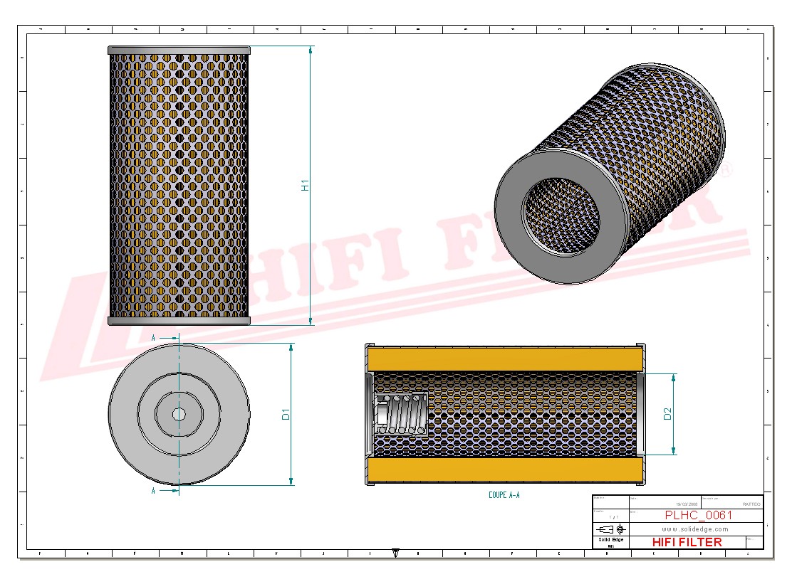 Schema tecnico Filtro olio