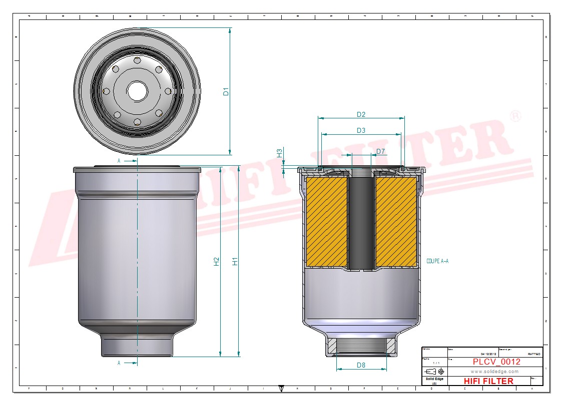 Schema tecnico Filtro carburante 6660459340 per trattori e macchine agricole
