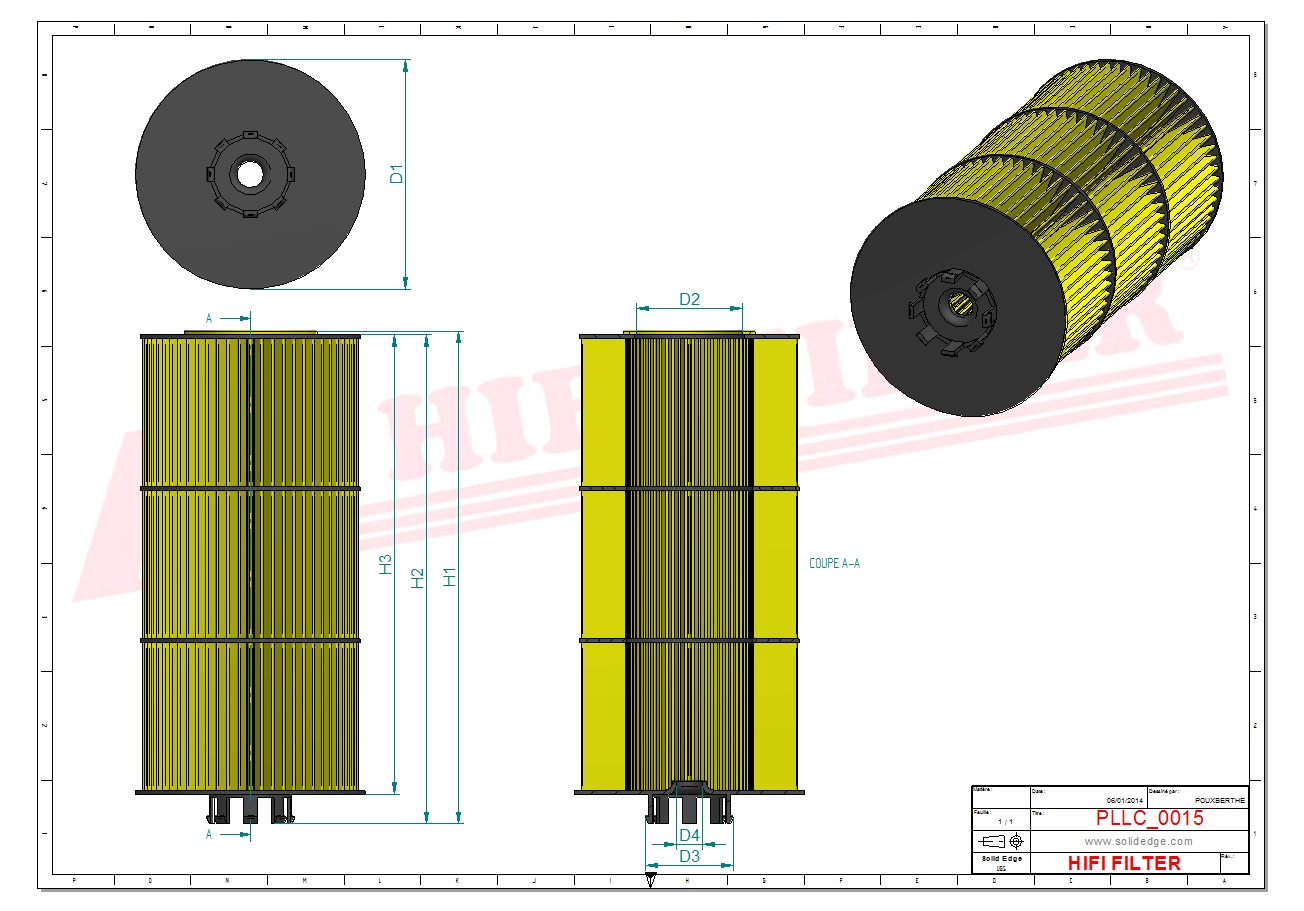 Schema tecnico Filtro olio 0019965880 per trattori e macchine agricole