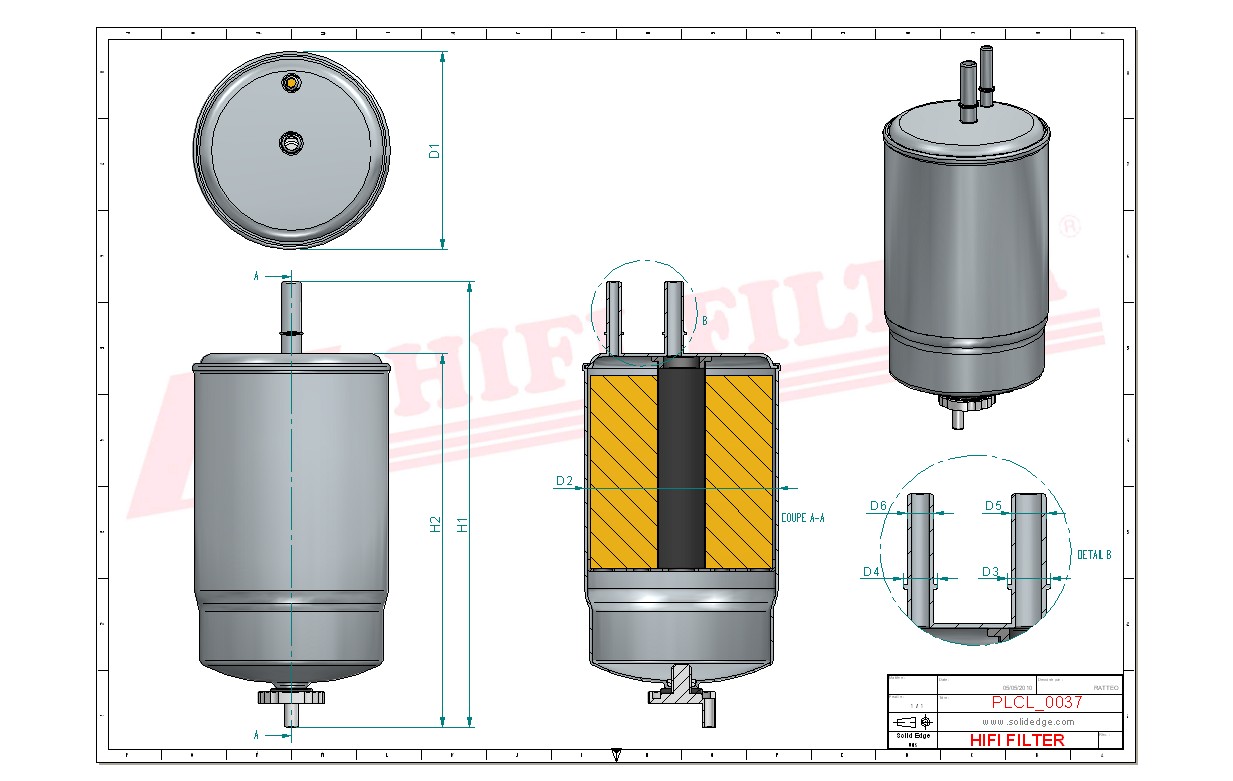 Schema tecnico Filtro carburante 1006765369 per trattori e macchine agricole