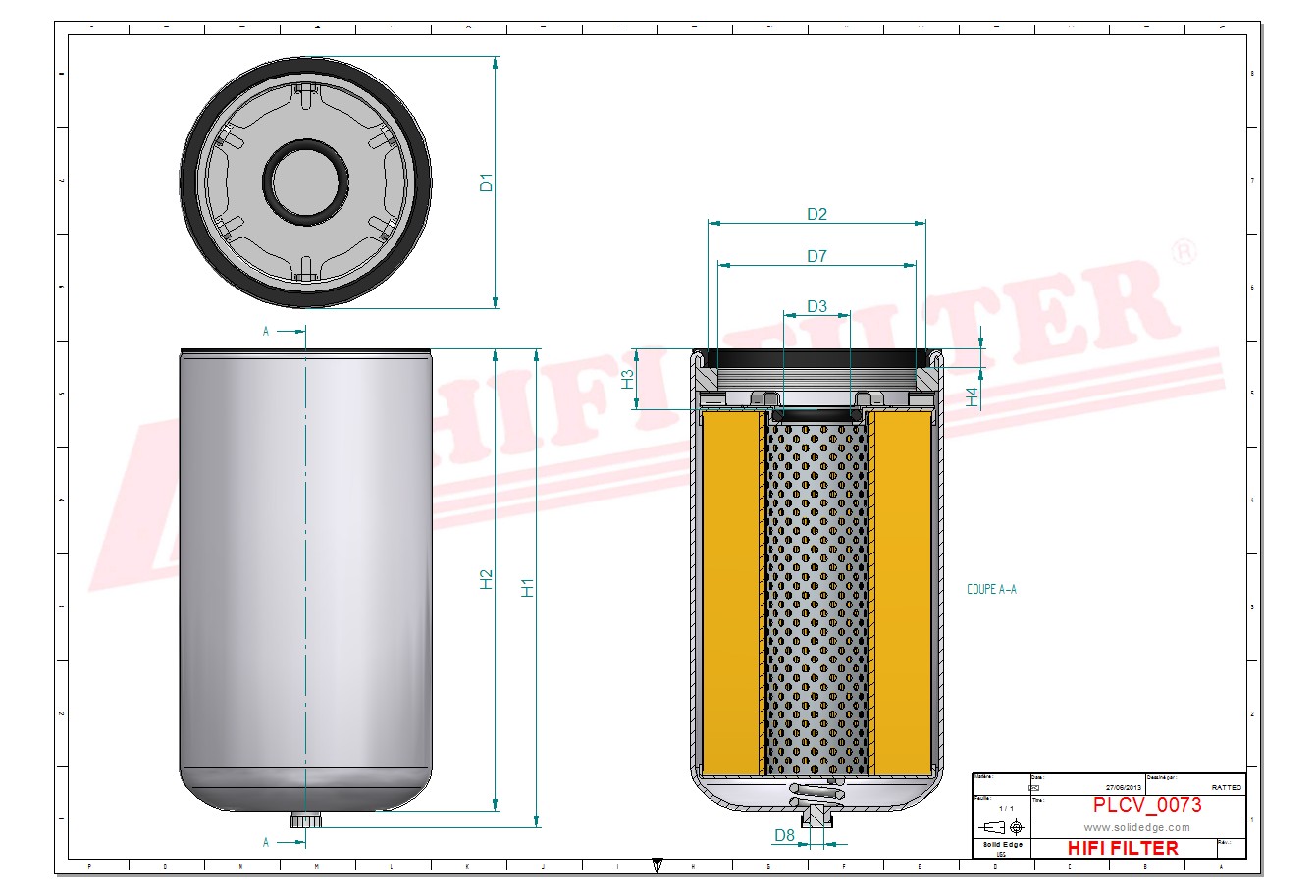 Schema tecnico Filtro carburante