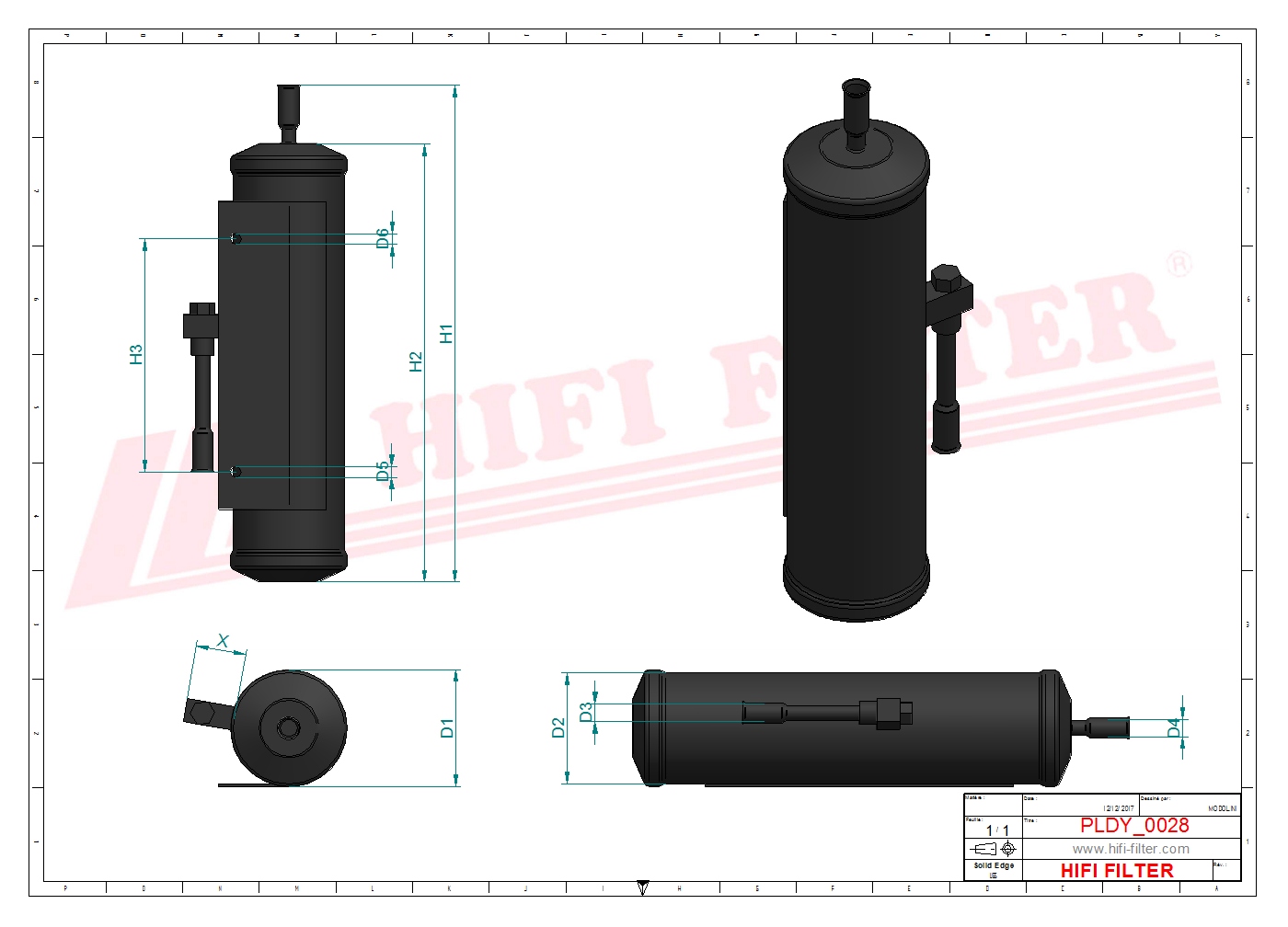 Schema tecnico Filtro carburante