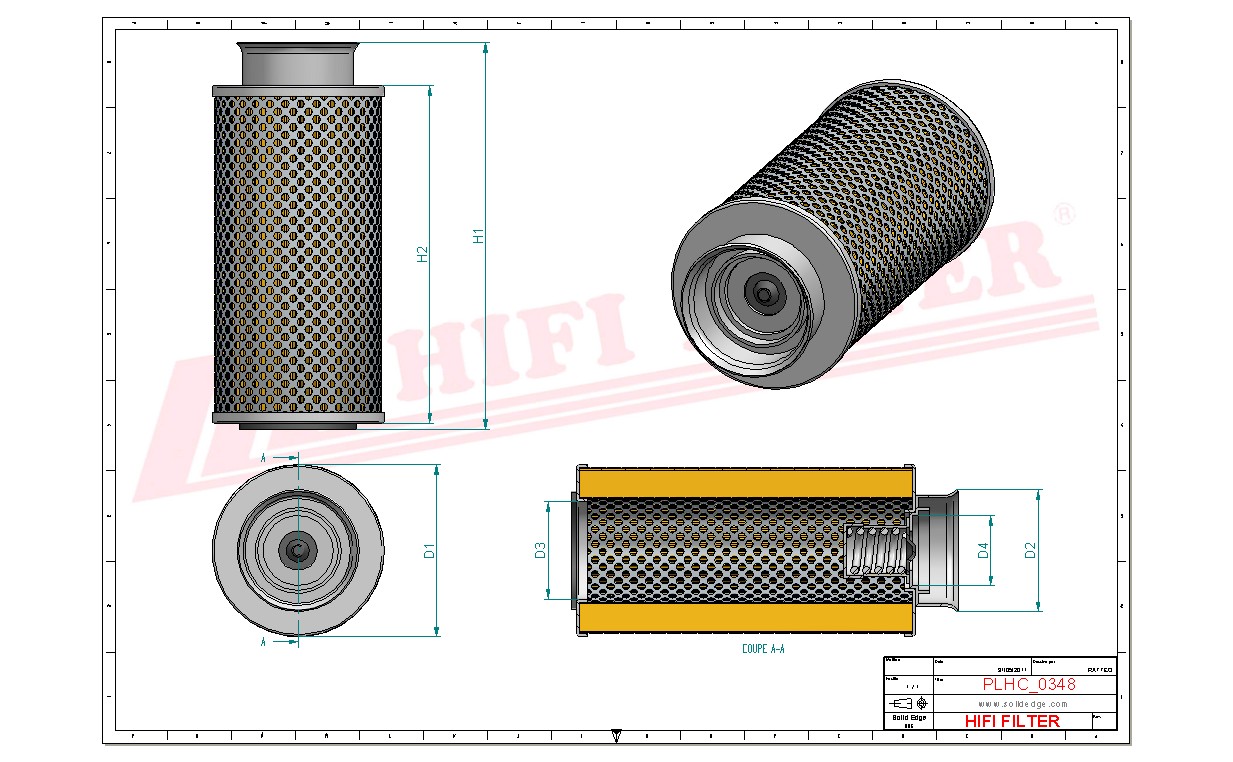 Schema tecnico Filtro olio