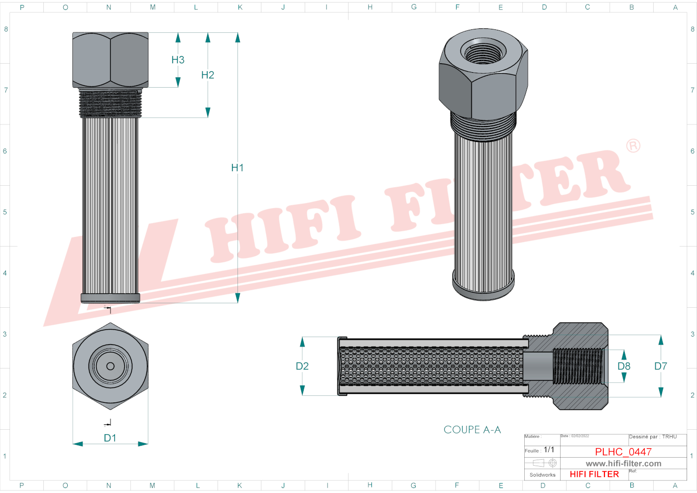 Schema tecnico Filtro olio