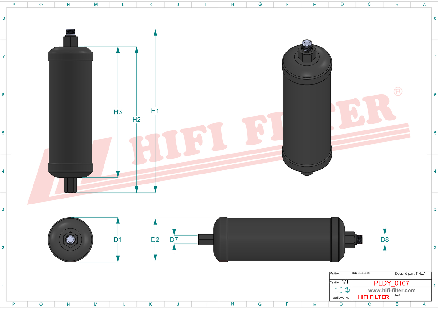 Schema tecnico Filtro Desidratatore Per Climatizzatori RE175116 per trattori e macchine agricole